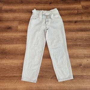 River Island High Waisted Belted Tapered Jeans